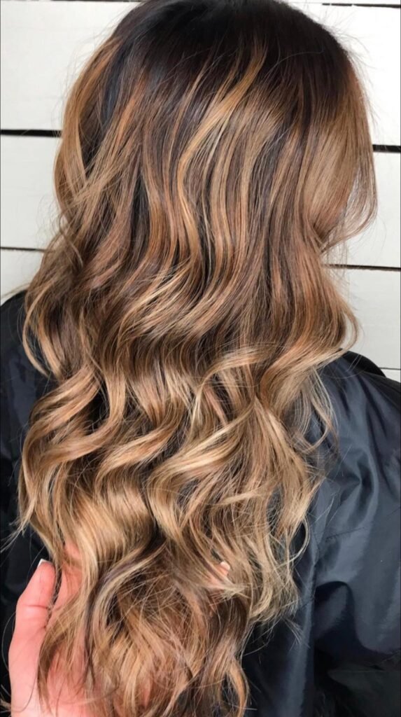 Brunette highlights and waves at J.Capelli Salon, League City TX